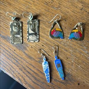 3 pairs of Laurel Burch Earrings